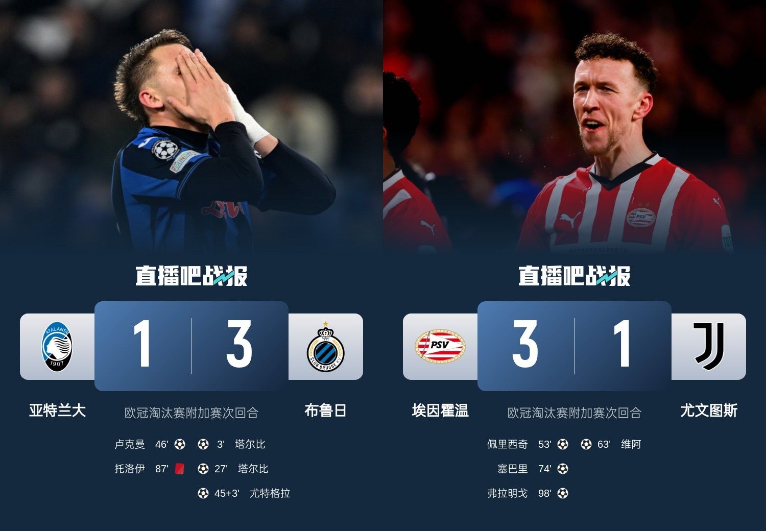 真是意甲拉垮？PSV淘汰尤文后3連敗，布魯日爆冷真藍(lán)黑后1勝難求
