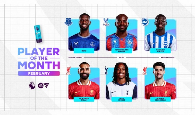  英超2月最佳候選：貝托、馬特塔、明特、薩拉赫、斯賓塞、索博