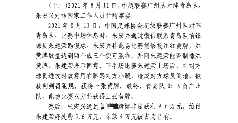  網(wǎng)傳判決書：青島球員朱建榮故意踢對方小腿，染黃收5.6萬好處費(fèi)
